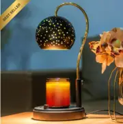 Black Starry Sky Dimmable Timer Candle Warmer Lantern 2 Bulbs