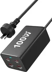 100w USB C Charger,4-Port GaN III Pro Desktop Fast Charger Compatible with MacBook Pro, Dell XPS, iPhone 16 Pro Max/15, Galaxy S24 Ultra/S23, Pixel 9