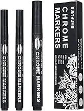 3Pack Mirror Paint Pens Chrome Marker Pen for Mirror Surface Permanent Reflective Liquid Suitable for Model Painting/Cards/Posters/Rock Painting/Mugs/Ceramic/Glass/Plastic DIY Art Projects Silver