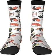 [HVTTIOR] Sushi Print Athletic Adult Socks Single Side Circumference For Men And Women Casual Wear