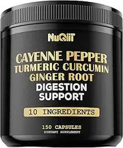 Cayenne Pepper Capsules Extract 10:1 with Turmeric Curcumin Root, Ginger Root, Berberine HCl & More - Support Immune System, Digestion, Joint Health & Heart Health - 150 Capsules