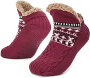 [Tolumo] Slipper Socks for Women Men Warm Holding Sock Non Slip Knitted Thick Sherpa Fleece Lined Cosy Winter Fluffy Bed Slippers Suitable for Indoor Home House Floor