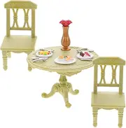 Abaodam 1 Set Mini Dining Chairs for Dollhouse Realistic Miniature Furniture with Table Compact Design for Play and Imaginative Scenarios