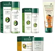 BIOTIQUE Bio Cucumber Pore Tightening Toner 120ML, Bio Morning Nectar Flawless Skin Lotion 190ML, Bio Honey Gel Refreshing Foaming Face Wash 50ML, Bio Fruit Face Pack 75GR (4 Items in the set)