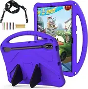 Kids Case for Samsung Galaxy Tab S10+ Plus/S9 FE+ Plus/S9+/S8+/S7+/S7 FE 12.4", Handle Kickstand Shockproof Lightweight Case Cover with Shoulder Strap Kids Friendly for Girls Boys,Purple