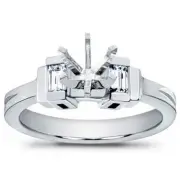 0.40 Ct Ladies Baguette Cut Diamond Semi Mount Engagement Ring In 18 kt Gold