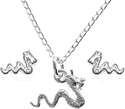 [Alexander Castle] Sterling Silver Nessie Pendant & Earring Gift Set - Loch Ness Monster Gift