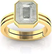 [Akshita gems] 8.25 Ratti Certified Unheated Untreated Natural panchdhatu Adjaistaible Gold Ring White Sapphire Pukhraj Loose Gemstone for Women and Men, free size, Nnatural Sapphire, White Sapphire,