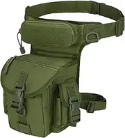 [LIMHOO] Tactical Drop Leg Bag Military Tool Fanny Thigh Pack Hiking Motorcycle Cycling Waist Gear Pouch (Army Green)