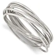 Stainless Steel Chisel Polished 9 Piece Set Of Intertwined Bangles