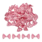 100pcs Bean Paste Pink Bow Ties 1.5"x1" Mini Bowknot for Little Satin Bows
