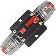 20A 30A 40A 50A 60A 80A 100A 150A Audio Circuit Breaker Auto Car Stereo Inline Fuse Holders Inverter, Manual Reset 12V-24V DC for Automotive Marine Boat Audio System Protection (Small-100A)