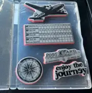 Tim Holtz Rubber Ink Stamp Set 5 Plane, Compass, Checklist ,Enjoy The Journey