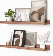 Picture Ledge Shelf, Floating Shelves Set of 24&apos;&apos;, 2, Walnut