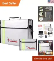 Fireproof Document Bag Large 15x12x5 with Reflective Strip - Ultimate Safety