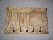 HANDMADE 5 HOOK WALL MOUNTED RUSTIC STYLE COAT & HAT RACK - NEW