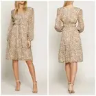 WALTER BAKER Faber Tie-Detailed Leopard-Print Metallic Georgette Dress Sz 6