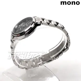 mono 雙環設計 數字時刻精美時尚腕錶 女錶 防水手錶 日期 星期 視窗 不銹鋼 C1191黑