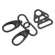 Swivel Snap Hook, Lobster Claw Clasp with Triangle Ring (1", Black)