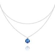 Silver Long Double Chain Capri Blue Choker