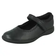 Girls Clarks Etch Pure K Scalloped Edge School Shoes
