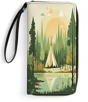 [BFGWK] Large Wallet Novelty Teepee Printing Long Wallet With Zipper Leather Wallet Suitable For Both Men And Women, style, 19.7x10.5cm
