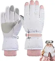 [Generisch] Ski Snow Gloves, Thermal Snow Gloves for Women, Waterproof Outdoor Sports Gloves with Touch Screen, Non-Slip Winter Activities, Warm Velvet Gloves for Girls, Outdoor Sports, Cycling