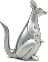 Lihou PapaQ Unbreakable Metal Kangaroo Piggy Bank - Perfect Coin Bank for Kids | Medium-Sized Money Bank for Boys and Girls | Ideal Easter, and Christmas, Birthday Gifts (Brushed Pewter Plated)