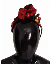 Dolce & Gabbana Cherry Sicily Headband with Multicolor Embellishment One Size Wo