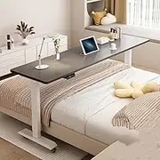 CUPKEE Over The Bed Table with Wheels for Easily Move Overbed Table, Electric Lifting Adjustable Height 75-103Cm, Over Bed Computer Table for Working Studying,B,230cm