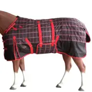 Red Black Plaid 66 In HILASON 1200D Winter Waterproof Poly Horse Blanket Belly