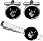 [ZUNON] Hand Cufflinks Rock X-Ray Skull Hand Halloween Shirt Cufflinks & Tie Tack Doctor Father Birthday Gift