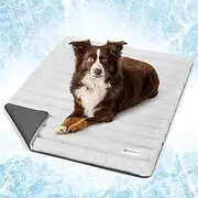 PetAmi Cooling Mat for Dog, Premium Pet Cooling Blanket for Crate Kennel, Indoor Cat Cool Sleeping Pad, Q-MAX Cold Sofa Couch Cover for Summer, Gray/Light Grey, Small (24x32)
