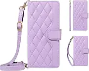 Ymyhyuxi Leather Flip Cases for Google Pixel 6A Case Business Cover Card Wallet Phone Bag Covers (Purple)