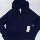 Joie Cashmere Zip Up Hoodie Sweater Full Zip Hooded Jacket Navy Blue XL;NWT