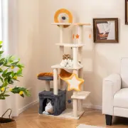 Costway160cm Cute Cat Tree for Indoor Cats with Sisal Scratching Posts and Board