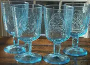 NWT Set 4 Bormioli Rocco Romantic Stemware Water Wine Goblets 10.75 oz Teal Blue