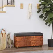 vidaXL Storage Benches 2 pcs with Brown Cushion 69 cm Cattail