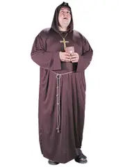 Hobbypos Monk Friar Tuck Robin Hood Medieval Brown Robe Religious Adult Mens Costume Plus