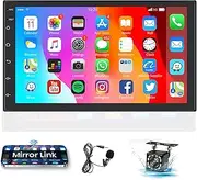 [Rimoody] 7 Inch Android Double Din Car Stereo Mirror Link, Touchscreen Car Radio 2 Din with GPS Navigation Bluetooth FM RDS WiFi USB Backup Camera 1G 32G