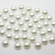 2000 Pure White Acrylic Half Pearl Flatback Round Bead 8mm Scrapbook Craft