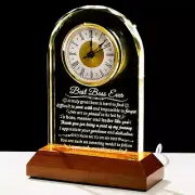 Glass Clock Best Boss Ever Gifts for Women with Wooden LED Light Base, Personali