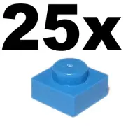 NEW LEGO - PLATES - 1 x 1 - Blue Medium plate x 25 - 1x1