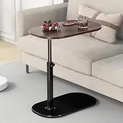 Vellaluna C Shaped Side Table, Adjustable Height C Shaped End Table, 360°Swivel Couch Side Tables That Slide Under, Modern Small Coffee C Table End Table for Sofa/Bed/Bathtub (with Adjustable)