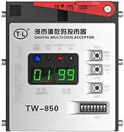 TW-850 Top Entry Multi Coin Acceptor for Vending Machine Multi Ontvangers Digital Coin Acceptor with Wiring