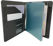 Binder Portfolio Organizer with Color File Folders, Business and Interview Padfolio with 3-Ring Binder, Clipboard