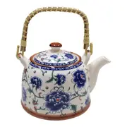 Blue Flowers 18cm Ceramic Teapot Decorative Brewing Tea Container Pot w/ Handle