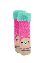 Kookie Kritters Girls Cozy Warm Slipper Socks Llama Designs Size 6-8.5
