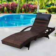 Outdoor Sun Lounge Furniture Wicker Day Bed (Brown)