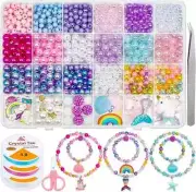 Mermaid & Unicorn, Kids DIY Necklace Bead Craft Kit